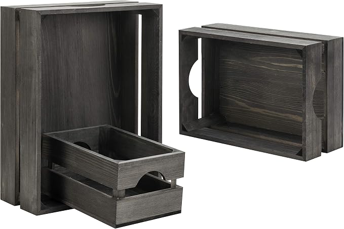 MyGift Rustic Gray Solid Wood Storage Organizer Box - Image 6