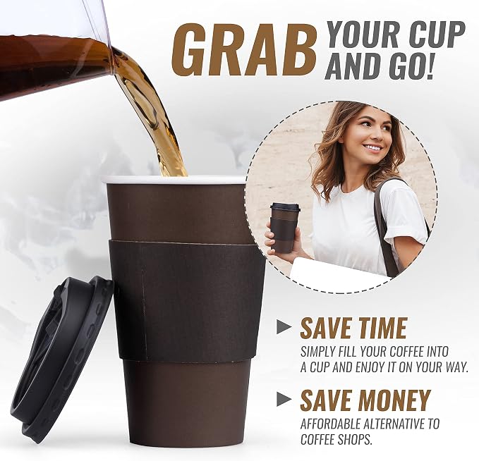 Promora 16 oz Brown Disposable Coffee Cups - Image 7