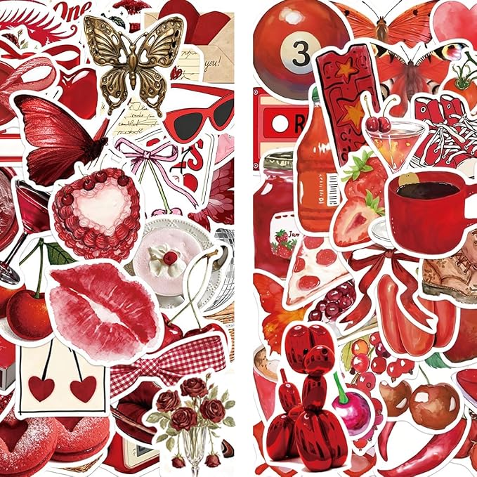 100Pcs Aesthetic Cherry Girls Stickers, Waterproof Vinyl Sticker by Unknown