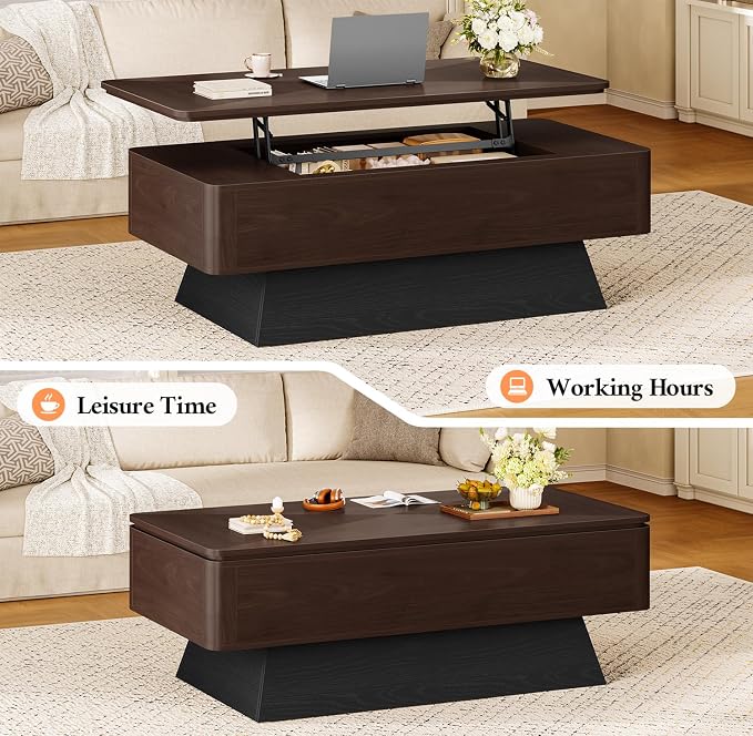47.2" Mid-Century Modern Lift Top Coffee Table - Image 3