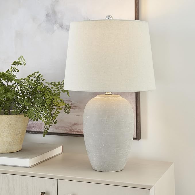 Nourison Home 23" Vintage Gray Ceramic Table Lamp - Image 3