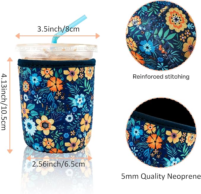 4 Pack Iced Coffee Sleeve, reusable Neoprene Cup Sleeves Suitable - Image 3