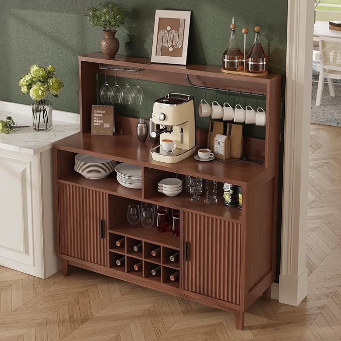 Vabches Fluted Coffee Bar Cabinet - Image 3
