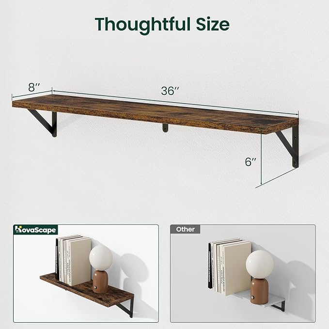 Floating Shelves 8 Inch Deep, 36W x 8D Wall Shelf Set of 2, 60 lbs Heavy Duty - Image 3