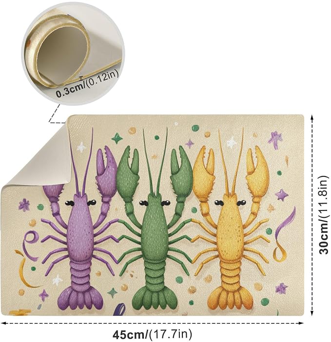 Happy Shrove Tuesday Crayfishes Coffee Mat Coffee Bar Maker Backed Absorbent - Image 3
