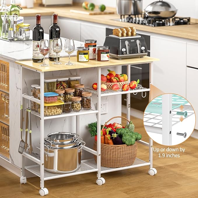 ThreeHio Rolling Kitchen Microwave Cart, 3-Tier Microwave Stand - Image 5