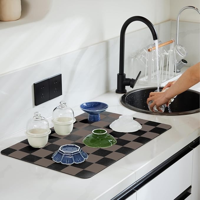 Ohocut Checkered Dish Drying Mat - Image 2