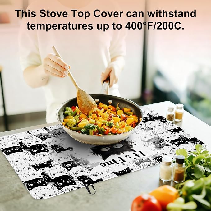 Black Cat Stove Top Cover for Electric Stove 28"x20" - Image 5