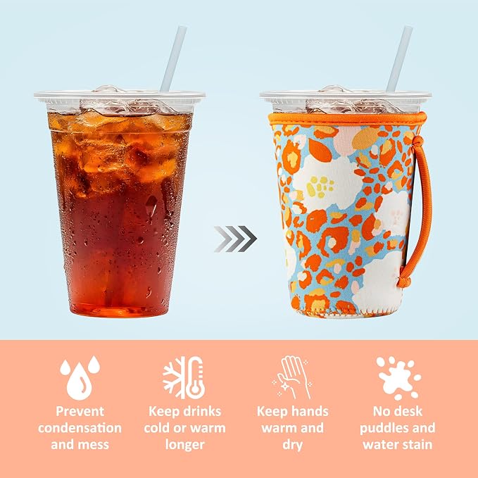 KJQJLY 3 Pack Reusable Iced Coffee Sleeves - Image 3