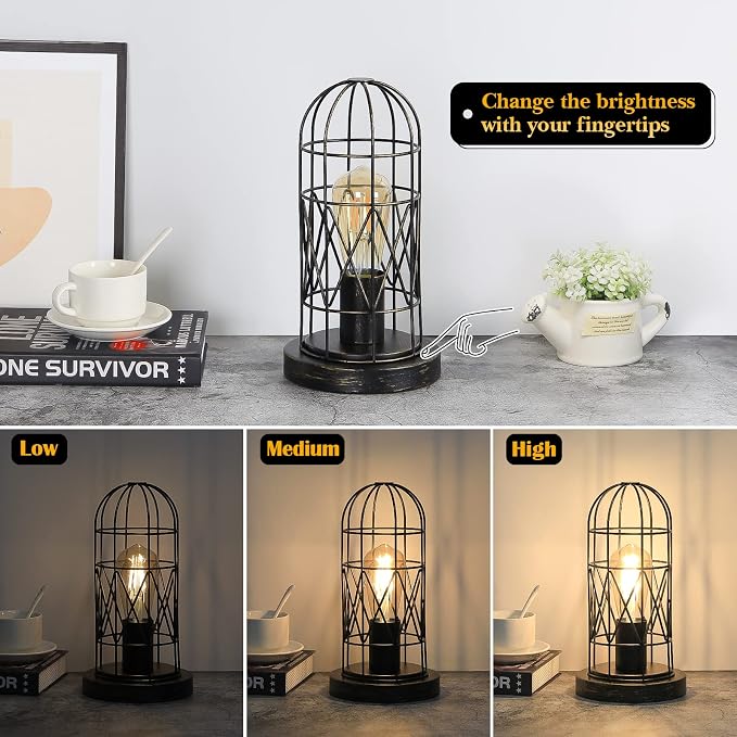 Industrial Table Lamp, Small Touch Lamp - Image 4