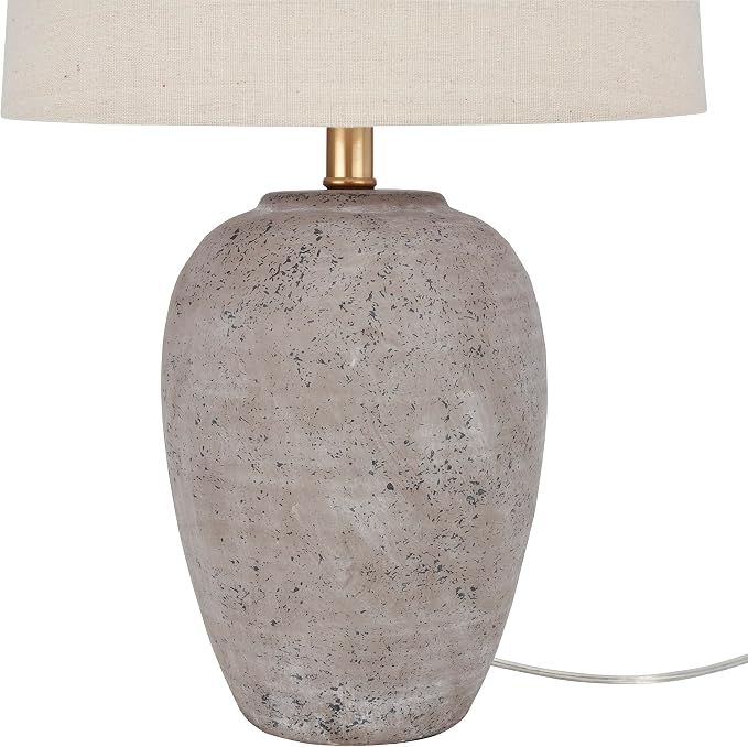 Nourison Home 23" Greyish Brown Earth Tone Rustic Farmhouse Ceramic Table Lamp - Image 5