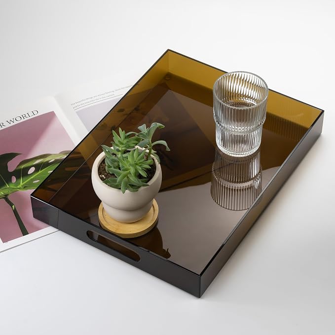 ATZYmolin 16"x12" Large Acrylic Serving Tray Decorative Ottoman Coffee Table - Image 6