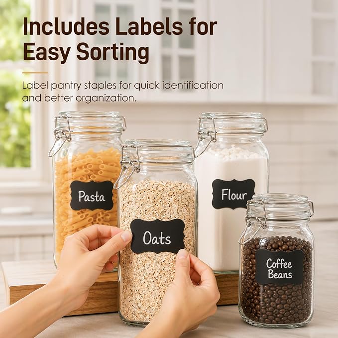 GOSCHE 78oz Glass Jars with Airtight Lids, 3 Pack Square Glass Storage - Image 7