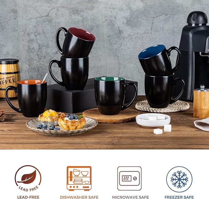 GBhome 16oz Coffee Mugs Set of 6, Ceramic Coffee Mugs - Image 3
