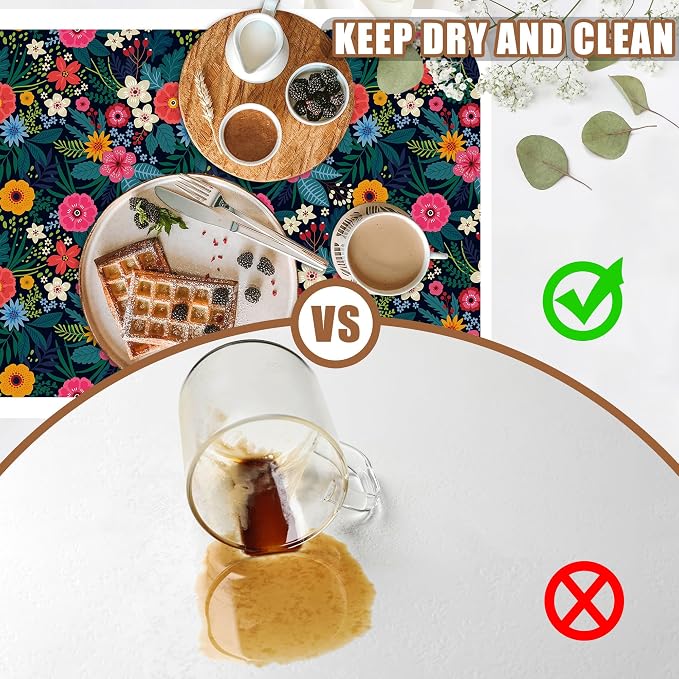 Dish Drying Mat Colorful Flowers and Leaves Coffee Bar Mat - Image 6