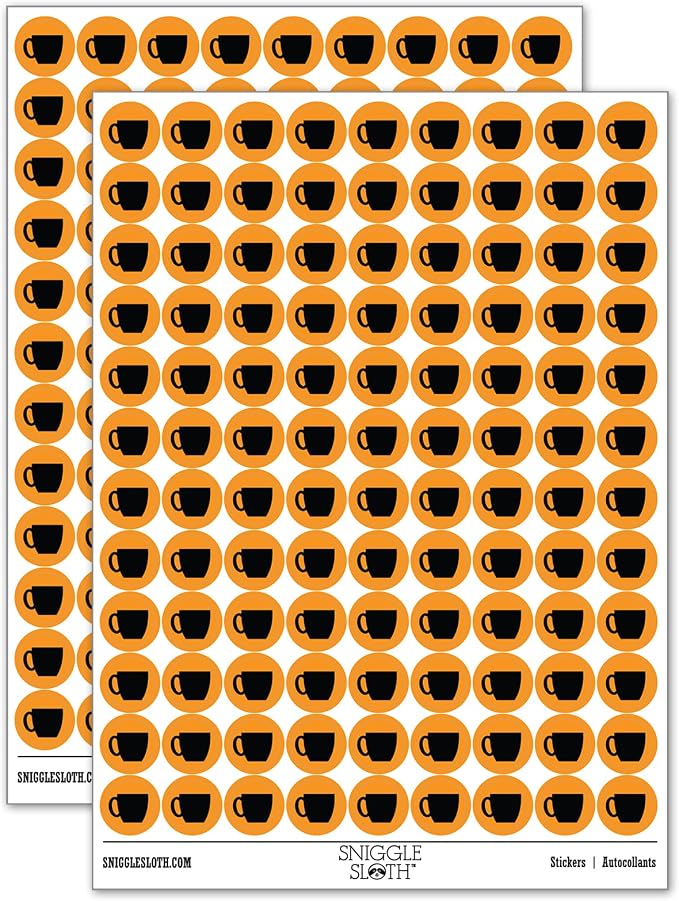 Coffee Mug Cup Solid 200+ Round Stickers by Sniggle+Sloth