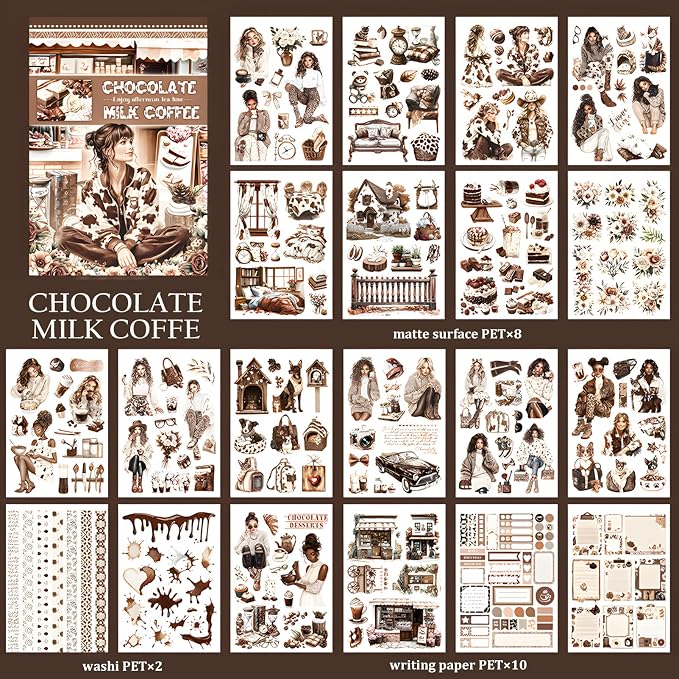 Snycler Chocolate Milk Coffee Theme Sticker Scrapbooking Supplies - Image 6