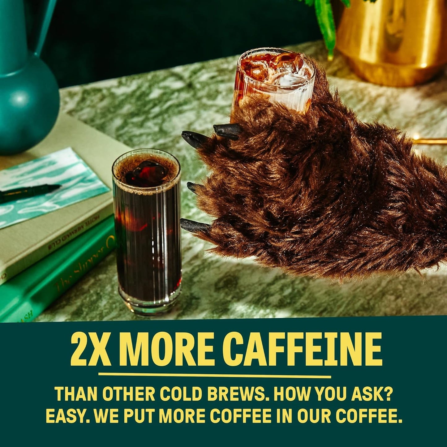 Wandering Bear Extra Strong Organic Cold Brew Coffee, Straight Black, 32 fl oz, 1 pack - Smooth, Organic, Unsweetened, Shelf-Stable, and Ready to Drink Cold Brew