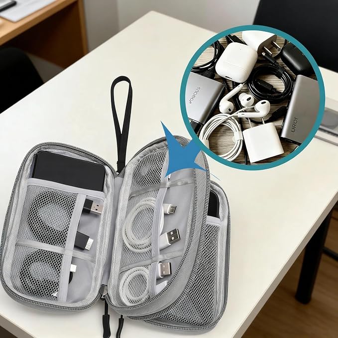 Travel Electronic Organizer Bag, Waterproof & Elastic Small Tech Pouch - Image 4