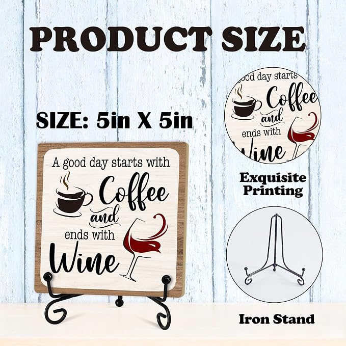 Coffee And Wine Desk Decor Sign, Rustic Wooden Sign - Image 2