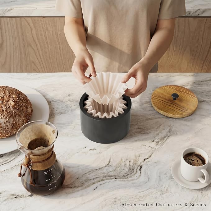 Wooden Coffee Filter Holder for Counter, Large Coffee Filter Storage | Coffee - Image 4