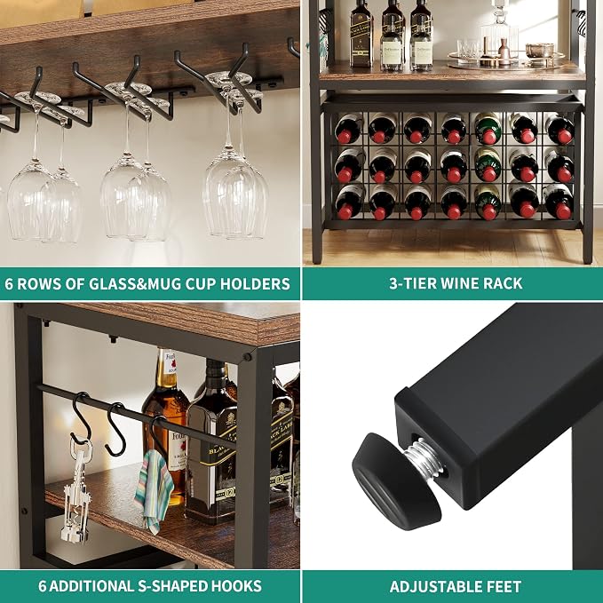 YITAHOME Kitchen Microwave Bakers Stand 31 Inches Wine Rack Free Standing Small - Image 5