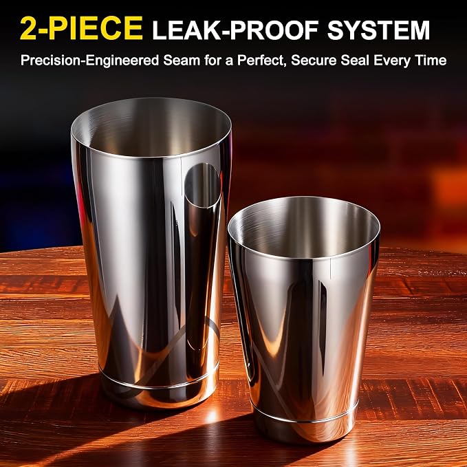 Boston Shaker Set, 18oz & 28oz 2-Piece Tins, Professional 304 Stainless Steel - Image 4
