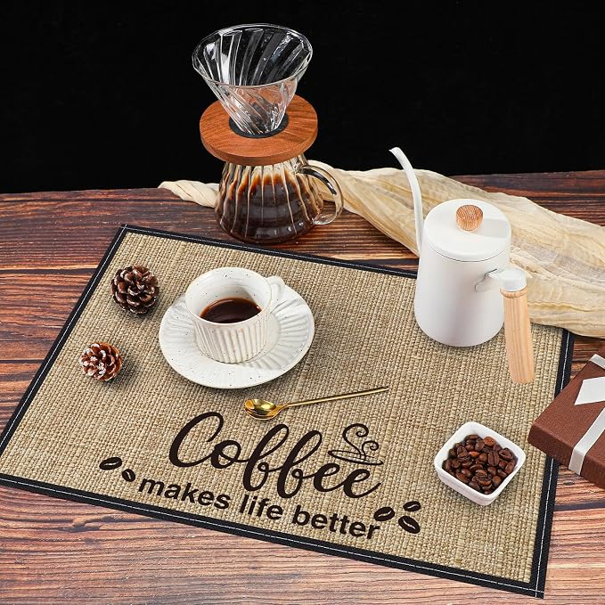 Cunhill 2 Pieces Coffee Bar Mat, Coffee Bar Accessories 20 x 14 Inch Coffee Bar - Image 4