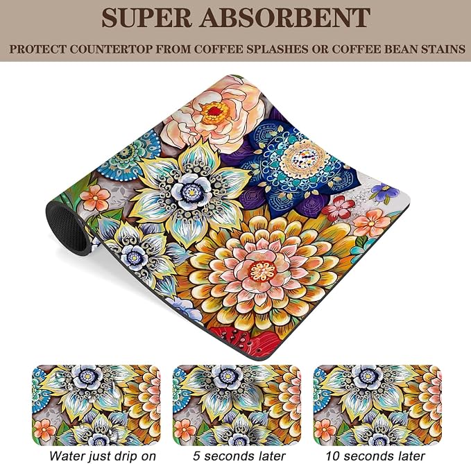 Colorful Boho Floral Coffee Mat Dish Drying Mats - Image 4
