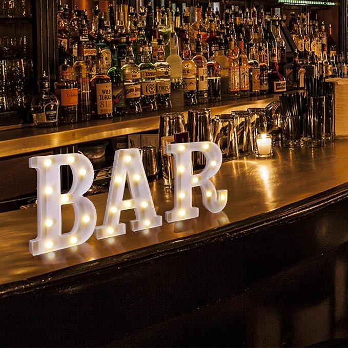 Light Up BAR Sign, Marquee LED Letters Battery Powered LED Letter Lights - Image 4