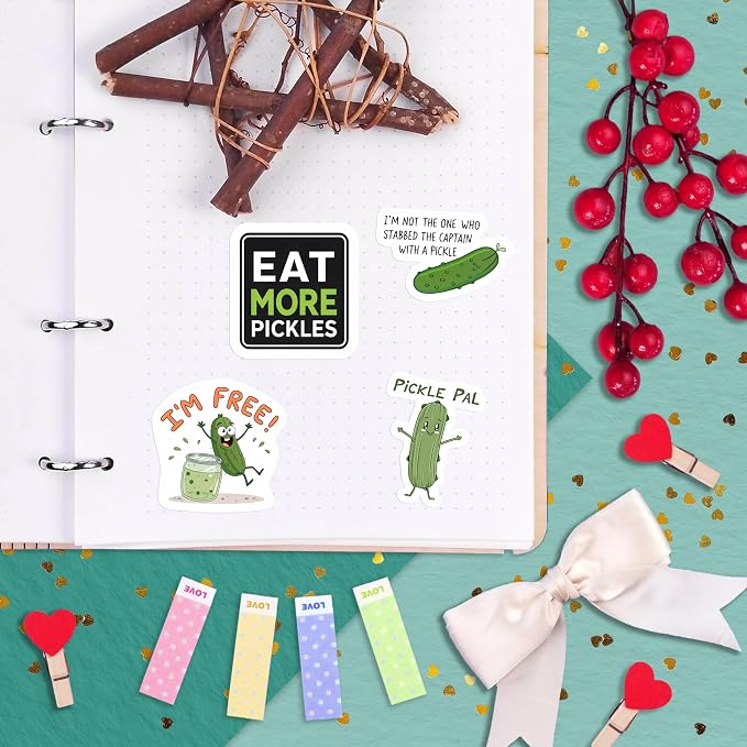 100Pcs Pickle Stickers for Water Bottle and Laptop - Image 8