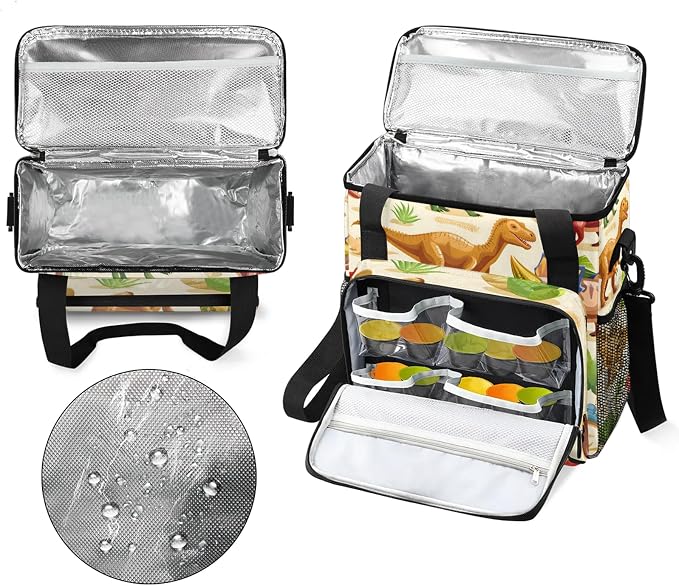 Dino Coffee Maker Carring Bag, Large Insulated Storage Organizer Case Tote Bags - Image 3