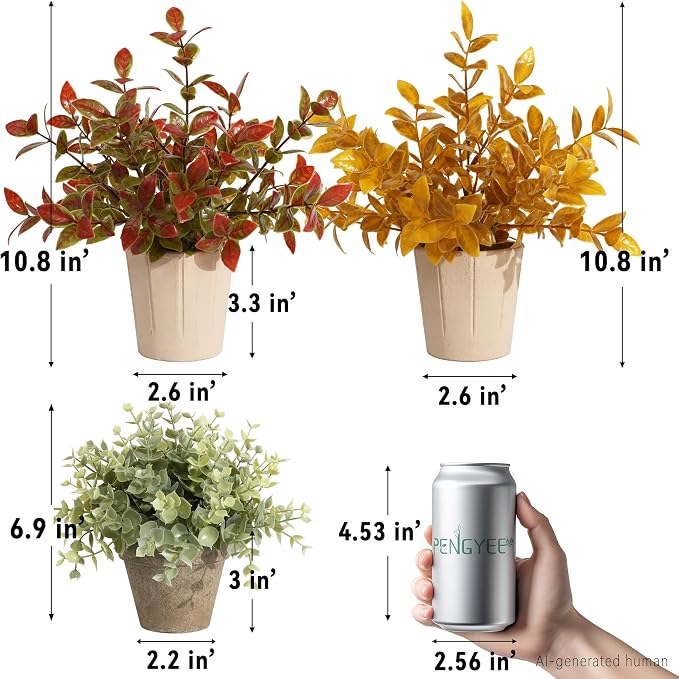 4 Pack Small Fake Plants in Pulp Pot - Image 3