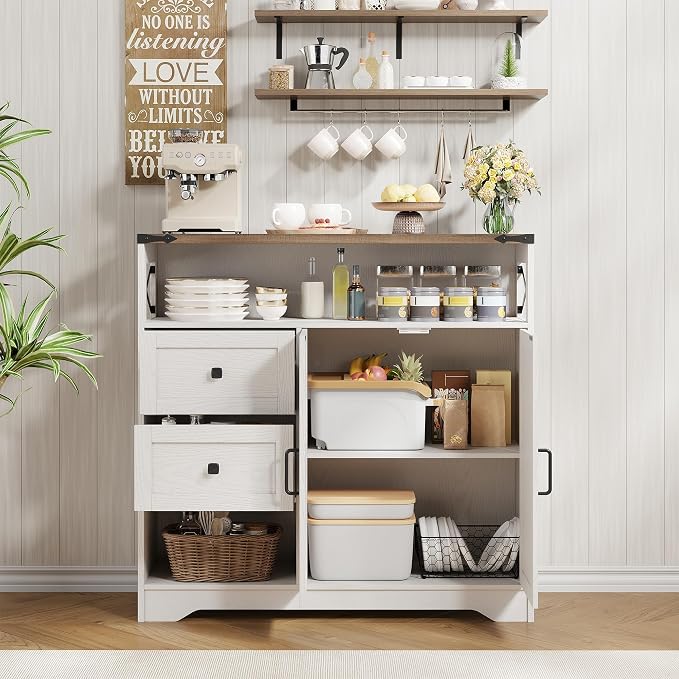 Vabches Farmhouse Buffet Sideboard Cabinet - Image 4
