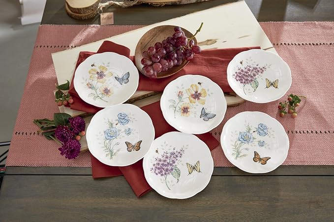 Lenox Dinnerware Set, Butterfly Meadow 6-Piece Tidbit Plate Set, Service - Image 6