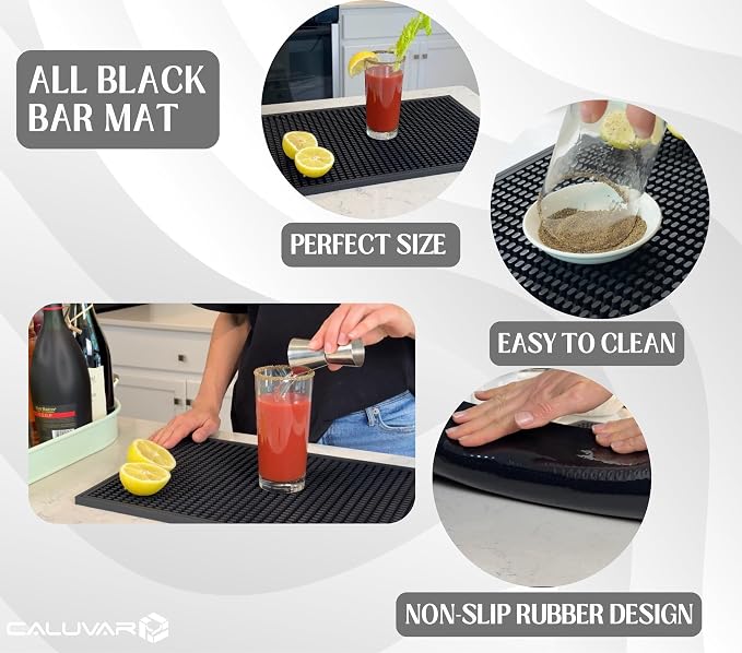 Bar Mat All Black 18x12 in Silicone, Non-Slip Bartending Mat - Image 2