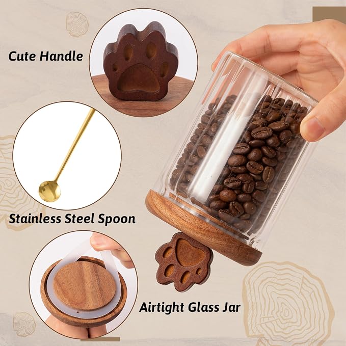 Glass Coffee Canister - 20 Oz Airtight Ribbed Glass Storage Jars - Image 3