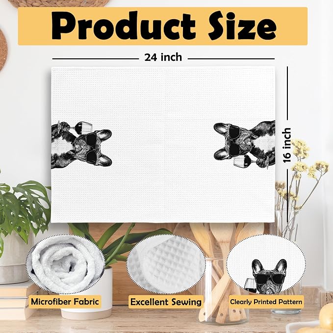 Funny French Bulldog Kitchen Towels Set of 2, Funny Dog Kitchen Accessories - Image 6