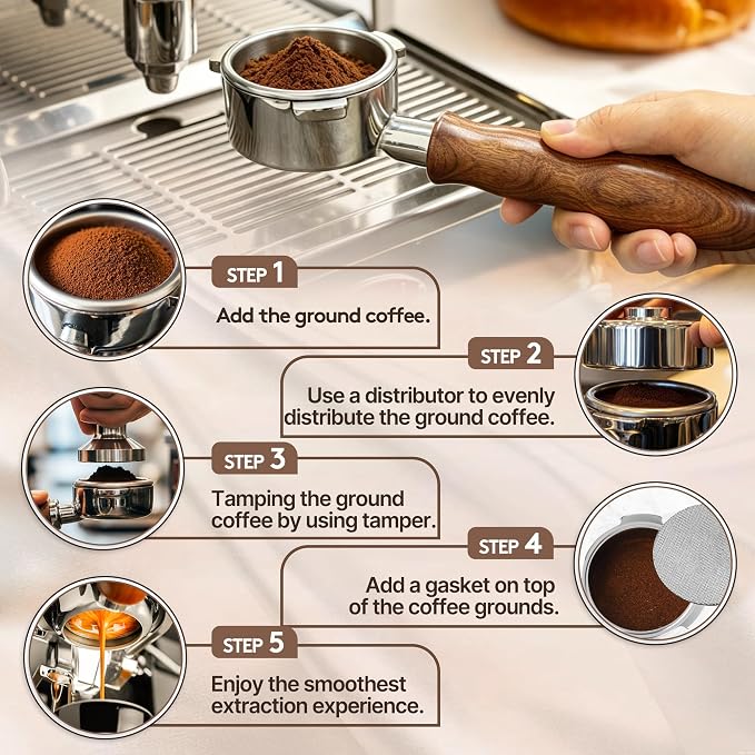 54mm Bottomless Portafilter for Breville Sage Barista Express Pro, Naked - Image 4