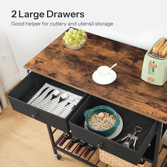HOOBRO Kitchen Island with Storage, Rolling Island Cart - Image 5