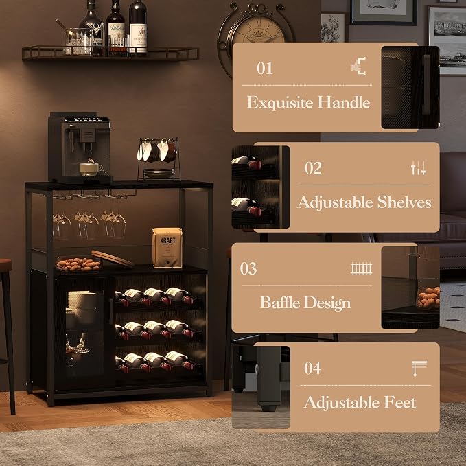 OUTLANE 3-Tier Wine Bar Cabinet - Image 7
