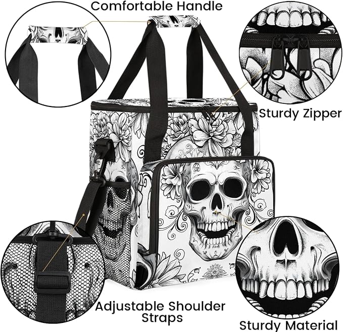 Vintage Skull Skeleton Coffee Maker Carring Bag, Large Insulated Storage - Image 6