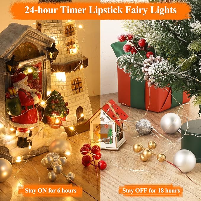 Lakumu 64FT Warm White Rechargeable Fairy Lights, 8 Modes Waterproof Battery - Image 4