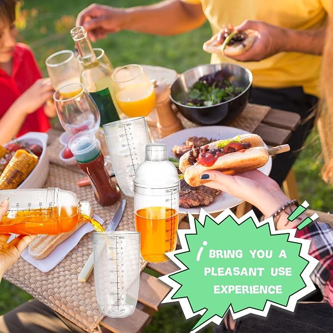 9 Pcs Plastic Cocktail Shaker 24 OZ/ 700 ML Clear Plastic Diy Hand Shaker Mixer - Image 5