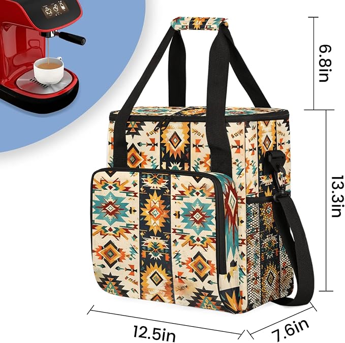 Boho Aztec Western Coffee Maker Carring Bag, Large Insulated Storage Organizer - Image 2