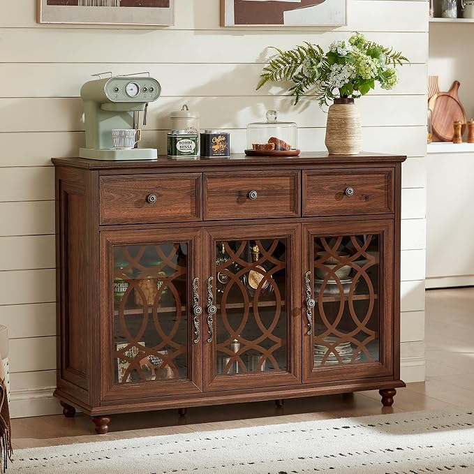 Joaxswe Farmhouse Sideboard Buffet Cabinet Set of 2 - Image 9