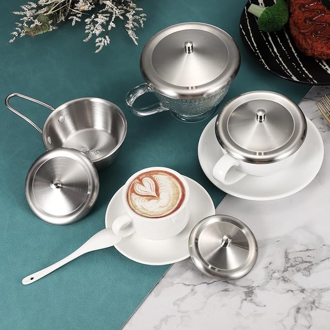 uxcell 2Pcs Stainless Steel Mug Cover, 5.5" Universal Cup Lid Dust Prevention - Image 4