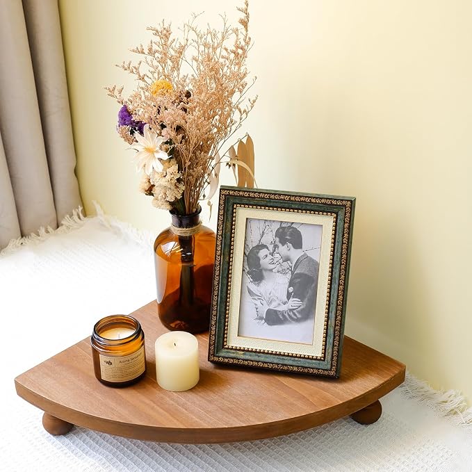 Corner Counter Wood Shelf, Rustic Pedestal Stand, Farmhouse Corner Shelves Stand - Image 5