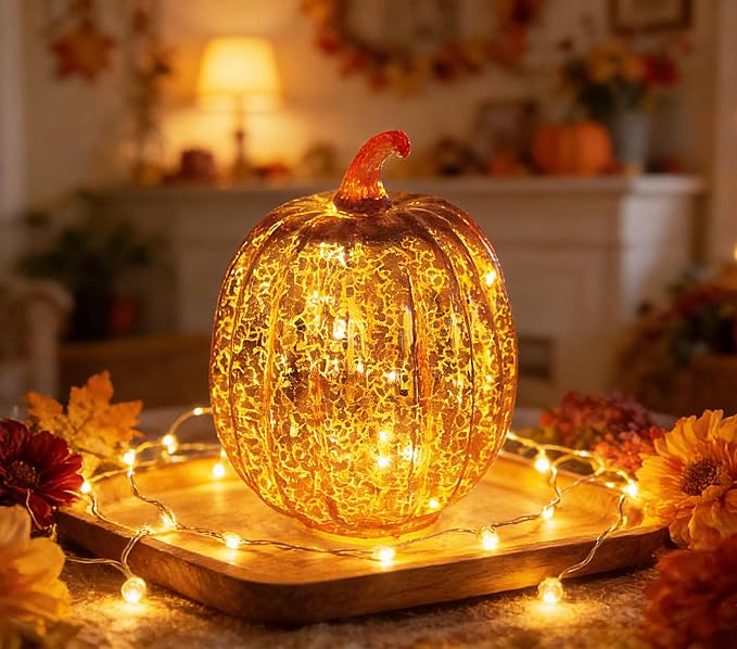 Mercury Glass Pumpkin Light - Image 6
