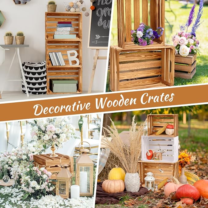 BOBOKA Set of 6 Decorative Wood Crates Nesting Storage Container, 6 Size - Image 6